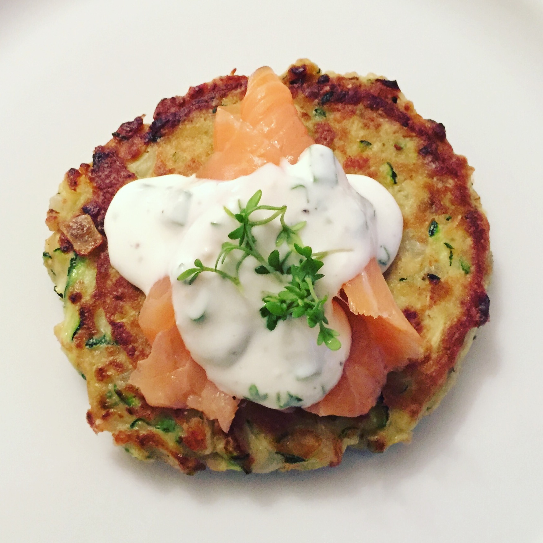 LOW CARB FRITTERS WITH SMOKED SALMON AND HORSERADISH YOGURT